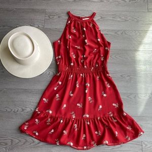 Ann Taylor LOFT Red Halter Dress
